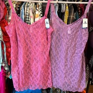 B. Tempt’D by Wacoal Fine Lace Slip Lot of 2 100% Nylon Barbie Pink and Lilac XL